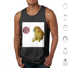 Cheems vimrus tank tops colete 100% algodão cheems doge triste cheems vimrus plague inc meme doggo dorime ameno cheems 2024 - compre barato