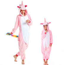 Pijama infantil de arco-íris rosa unicórnio, macacões para meninos e meninas, roupa de dormir animal unicórnio licorne 2024 - compre barato