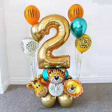 18 pçs selva animal balões conjunto 32 polegada ouro número globos selva tema festa crianças primeiro aniversário decoração do chuveiro do bebê 2024 - compre barato