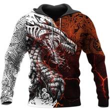 Куртка унисекс с 3D принтом дракона и татуировок, повседневный уличный пуловер в стиле Харадзюку для мужчин и женщин, F5599 2024 - купить недорого