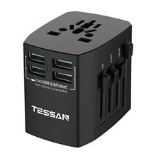 TESSAN-Adaptador de viaje internacional EU/UK/CN/US/AU, con salidas universales, 4 puertos de carga USB, toma de corriente de estación 2024 - compra barato