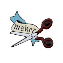 Red Scissors MAKER Metal Enamel Brooches Jewelry Lapel Pins Gifts For Dressmaker Cosplay 2024 - buy cheap