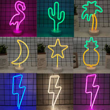 LED Neon Lightning Flamingo Art Sign Light Children Bedroom Pendant Night Light Family Party Holiday Decoration Christmas Gift 2024 - buy cheap