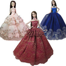 3 pçs/lote moda aleatória roupas de boneca para barbie boneca princesa vestido de casamento para barbie boneca nobre vestido de festa outfits 1/6 brinquedo do miúdo 2024 - compre barato