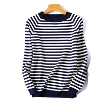 Autumn Winter Long Sleeve Striped Pullover Women Sweater Knitted 2019 Sweaters O-Neck Tops Pull Femme Jumper Female White Black 2024 - buy cheap