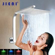 JIENI 6~16 Inch Rainfall Square Shower Head W/ Goose Neck Shower Arm Set Chrome Shower Set Faucets LED Light Shower Head 2024 - buy cheap