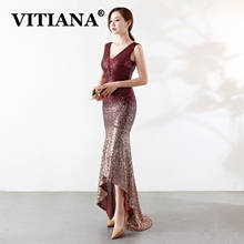 VITIANA-Vestido largo de noche con lentejuelas para mujer, Sexy vestido sin mangas, elegante, trompeta, malla, Espalda descubierta, fiesta 2024 - compra barato