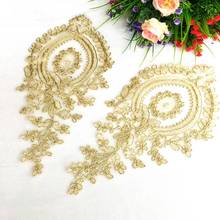 Gold Embroidery Patches For Dress Diy Garment Appliques 3d Flower Lace Floral Headwear Sewing Trims 30cm 2024 - buy cheap