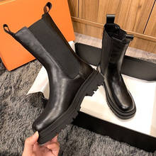Botines de tacón grueso para mujer, zapatos Chelsea de diseñador de marca, con plataforma, a la moda, otoño, 2021 2024 - compra barato