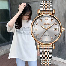 Sunkta, relógio de ouro rosê, relógio feminino de aço inoxidável, relógio de mulheres, relógio de moda de luxo feminino + pulseira 2021 2024 - compre barato