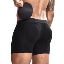 Jockmail boxer underwear masculino butt-realce acolchoado tronco removível almofada de bunda levantador sexy gay cueca masculina preto branco 2024 - compre barato