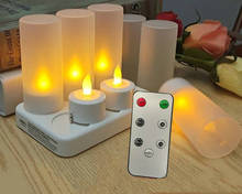 Set of 6 LED Rechargeable TeaLight Flameless Candle Lamp 7key remote controller w/Timer function Wedding Xmas party Decor-Amber 2024 - buy cheap