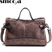 SMOOZA NEW Rivet Chain Bags Faux Leather Suede Crossbody Bags For Women Velvet Large Hand Bag Leopard Print Shoulder Handbags 2024 - buy cheap