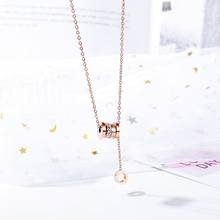 Fashion Jewelry AAA Zircon Pendants Necklaces For Women Rose Color Clavicle Necklace Girls Pendant Jewelry Accessories 2024 - buy cheap