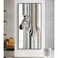 Pintura abstrata de animais zebras, pintura a óleo em tela, pôsteres nórdicos e impressões, imagens de arte de parede hd para sala de estar, decoração de casa 2024 - compre barato