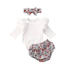 Ropa de verano para niños pequeños, pelele a rayas, mono, pantalones cortos florales, conjunto de trajes de 0 a 24M, 3 uds. 2024 - compra barato