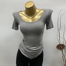 Sexy Vintage Elastic Solid Women T-Shirts 2021 Summer New Short-Sleeved Sexy Lady Elegant Pulls Tops Tees 2024 - buy cheap