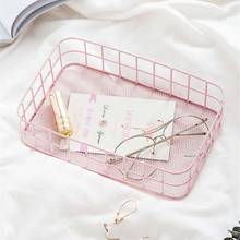 Nordic Rectangle Wire Metal Storage Baskets Home Decor Office Sundries Finishing Dressing Table Cosmetics Organizer Basket 2024 - buy cheap