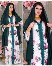 Элегантный принт в мусульманском стиле Абаи Макси платье Vestidos кардиган кимоно длинный халат платья Jubah Ближнего Востока Рамазан джилбаба Исламская 2024 - купить недорого