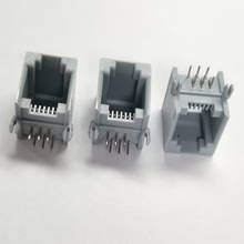 Conector modular de montagem pcb fêmea 50 familiar rj11 6p6c/conector de rede 6p cinza 2024 - compre barato