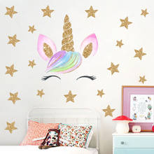 Cartoon unicorn wall sticker living room bedroom background home decor wall stickers for kids rooms decoracion hogar moderno 2024 - buy cheap