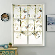 American Style Butterfly Roman Curtains Short Window Sheer Curtains For Kitchen Floral Tulle Curtains For Living Room With Belt 2024 - buy cheap
