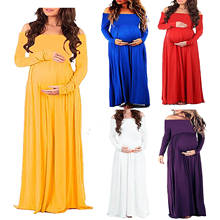 Ropa de maternidad de manga larga, vestidos para mujeres embarazadas, cuello redondo, Sexy, ropa de lactancia para sesión de fotos 2024 - compra barato