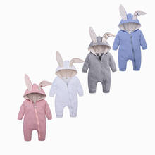 Macacão de bebês com capuz e orelha de coelho, roupas para bebês meninos meninas, trajes para recém-nascidos, fantasia infantil 2024 - compre barato