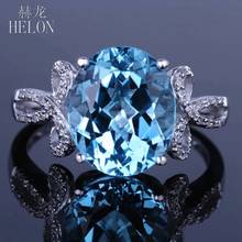 HELON-anillo de compromiso con Topacio Azul suizo para mujer, sortija de piedras preciosas de boda, oro blanco de 14 quilates, 100% genuino, el mejor regalo de cumpleaños 2024 - compra barato