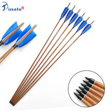 6/12pcs Pinals Spine 500 32 Inch Shaft ID 6.2mm 4 Inch Turkey Vanes Wood Skin Arrow for Recure Bow and Arrow Hunting 2024 - buy cheap