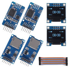 0.96 "iic oled lcd screen128x64 display azul ds3231 at24c32 iic rtc módulo de relógio micro sd mini adaptador cartão tf leitor driver 2024 - compre barato