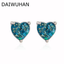Daiwujan venda quente coração branco/azul opala brincos para mulher 925 prata esterlina colorido zircon jóias de casamento presente brincos 2024 - compre barato