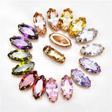 Diamantes de imitación Marquesa con forma de ojo de caballo, piedras de cristal de circonia 5A, 4 agujeros, ropa de boda Diy, 7x15Mm, 10 Uds. 2024 - compra barato