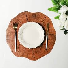 Round Wood Placemat Natural Logs Table Pad  Insulation Placemat Household Table Decoration 2024 - buy cheap