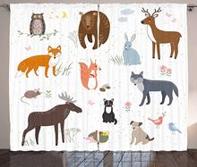 Cabin Window Curtains Animals in The Springtime Meadow Childish Woodland Fauna Kids Baby Room Nursery Living Room Bedroom Decor 2024 - buy cheap