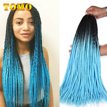 TOMO 24 Inch 3S Box Braids Crochet Hair Extensions Three Tone Ombre Braiding Hair Synthetic Crochet Box Braids Blue Pink 22Roots 2024 - buy cheap