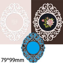 Moldes de corte de metal vazados, flor, círculo laser novo, scrapbook, decoração, modelo, gravação, faça você mesmo, cartão de papel, artesanato 79*99mm 2024 - compre barato