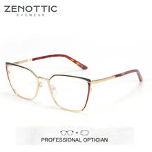 Zenottia armação de óculos de gatinho metal, óculos feminino retrô de marca de design, lentes claras para miopia, armações de óculos de prescrição 2024 - compre barato
