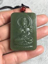 Natural 7a hetian jade mão-esculpida guan gong verde jade pingente colar de jade dos homens das mulheres pingentes jade jóias 2024 - compre barato