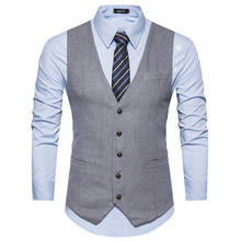 Mens Single Breasted Waistcoat 2021 Spring New Slim Fit V Neck Sleelveless Vest Men Business Wedding Formal Vests Male Gilet 2XL 2024 - buy cheap