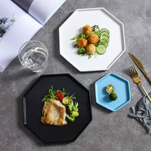 Nordic Solid Octagon Ceramic Flat Plate Porcelain Matte Dinner Tableware Anti-skid Steak Pasta Tray Salad Snack Dishes Plate 2024 - buy cheap
