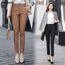 Calça lápis feminina de cintura alta, peça calça de trabalho feminina casual justa elástica para escritório primavera outono 2020 2024 - compre barato