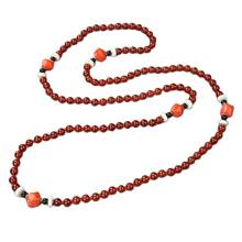 GuaiGuai Jewelry Beautiful 49" Coral Carnelian Onyx Necklace 2024 - buy cheap