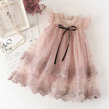 Summer Girl Clothes Kids Dresses For Girls Lace Floral Dress Baby Girl Party Wedding Dress Children Princess Mesh Dress For 3-8Y 2024 - buy cheap