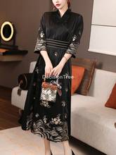 2022 chinese women lace qipao flower embroidery cheongsam mandarin collar chinese dress elegant lady party dress evening dress 2024 - buy cheap