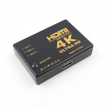 Interruptor hdmi com 3 portas, 4k, 2k, 1080p, divisor de multimídia ultra hd, para hdtv, xbox, ps3 e ps4 2024 - compre barato