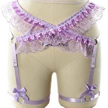 Women Bow Garter Purple Adjustable Body Harness Lace Bondage Stocking Leg Garter Belt Punk Goth Sexy Lingerie Body Cage Harness 2024 - buy cheap