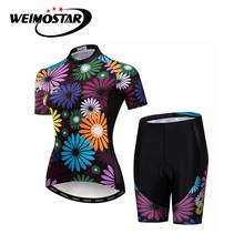 Weimostar las mujeres ciclismo Jersey conjunto de verano transpirable de secado rápido bicicleta traje de ropa deportiva, MTB bicicleta camisetas Kit 2024 - compra barato