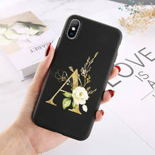 Funda de teléfono con iniciales doradas florales personalizadas, A-Z de silicona TPU suave para iPhone 12, 11, 13Pro, Max, XS, X, XR, 8, 8Plus, 7Plus 2024 - compra barato