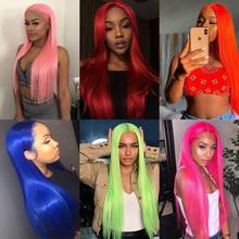 Pink Red Purple Blue Yellow 613 Lace Front Human Hair Wigs Sterly Blonde Wig Brazilian Transparent  Remy Colored Wig Pre Plucked 2024 - buy cheap